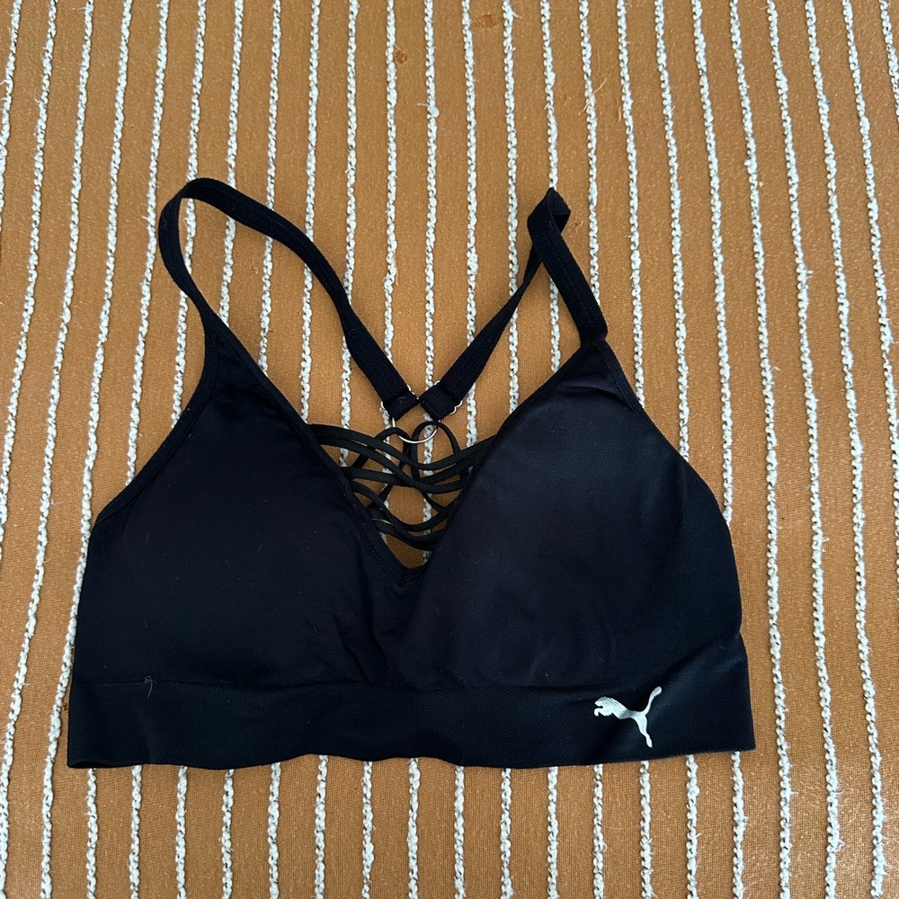 Puma Black Criss Cross Sports Bra